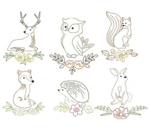 Stickserie - Waldtiere LineArt